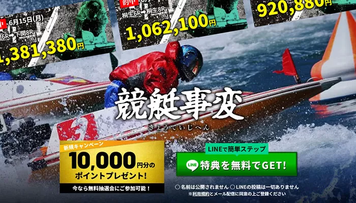 口コミ・評判をもとに競艇予想サイト「競艇事変」を徹底検証！初回限定プランで55万円ゲット！